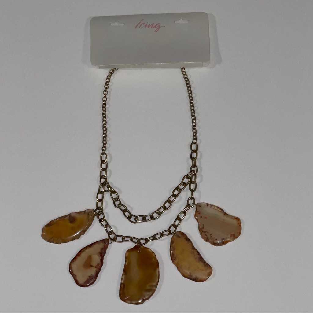 Icing Agate The Calming Stone Chain Statement Necklace 18$
